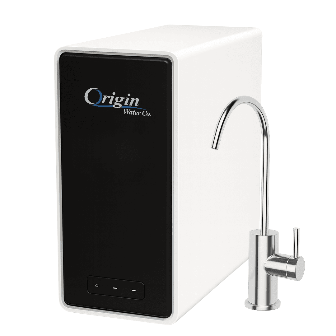 Origin Water Co. tankless reverse osmosis unit with its own drinking water faucet